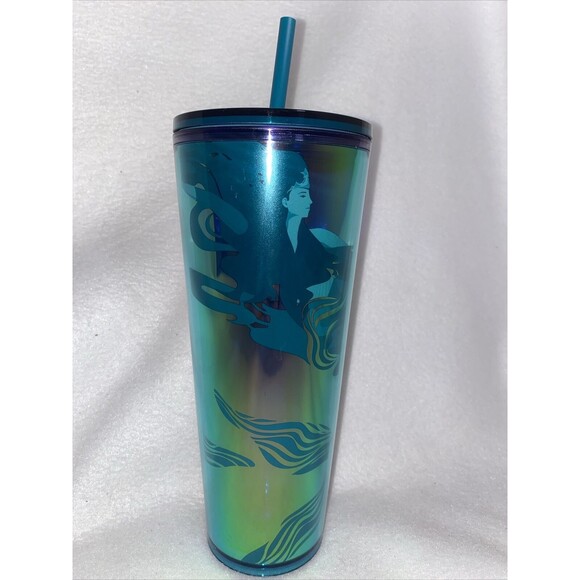 STARBUCKS Mermaid Siren Iridescent Double cup Purple Green Tumbler 24oz New - Picture 1 of 5